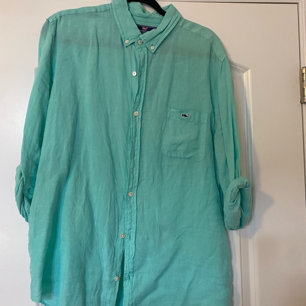 Vineyard Vines Aqua Linen Shirt